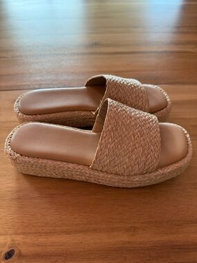 Woven Platform Slide Sandals - Natural
